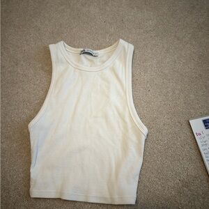 Zara cropped white tank top